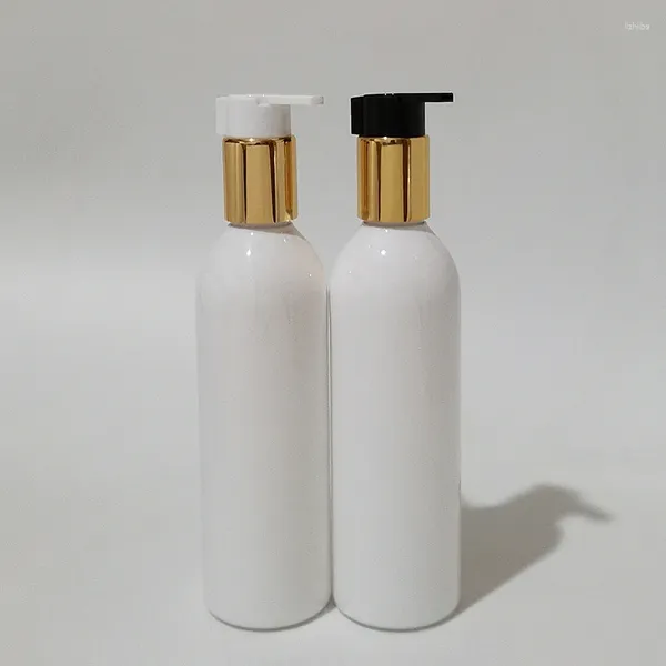 Garrafas de armazenamento 1pcs 250ml Loção plástica vazia Recipiente de bomba de sabão líquido para cuidados pessoais Recipientes cosméticos dourados