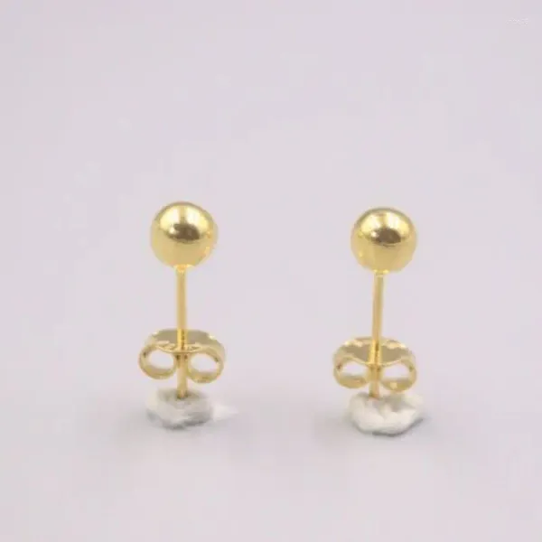 Orecchini a bottone in oro giallo massiccio puro 18Kt da donna, sfera liscia 1-1,5 g 16x5 mm