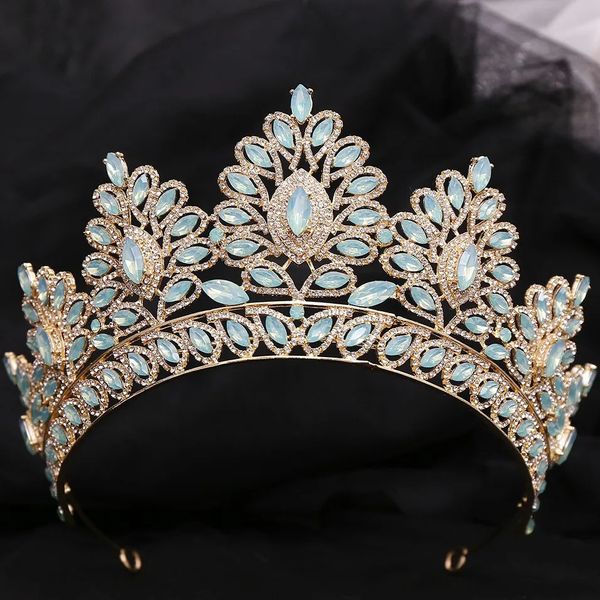 DIEZI 12 colori barocco principessa opale di cristallo tiara corona elegante regina tiara festa di nozze accessori per capelli gioielli 240103