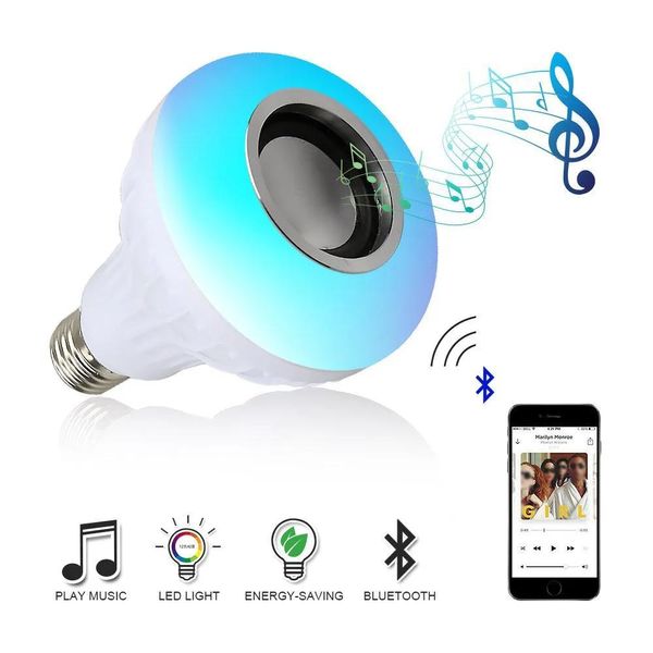 Освещение беспроводной динамики Bluetooth +12 Вт RGB Bulb Led Lamp 110V 220V Smart Led Light Music Player Audio с дистанционным управлением