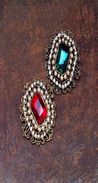Broche victorienne en verre Ceystal et fausses perles, style Vintage, ton or Antique, 7544670