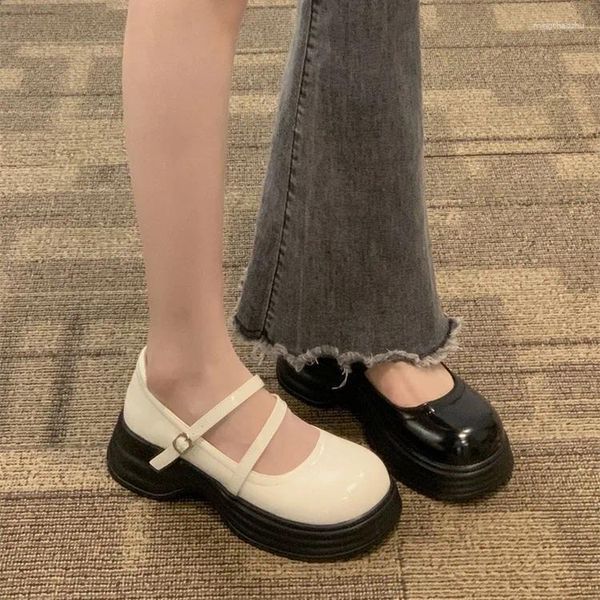 Scarpe eleganti moda Harajuku Lolita donna giapponese E Girl piattaforma robusta costume cosplay studentessa Mary Jane nera