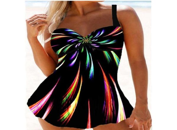 Frauen Plus Größe 5xl 2 Stück Tankini Große 3xl Bademode Swimdress 4xl Schwimmen Kleid Badeanzug Top Drucken Bunte Badeanzug onePiece2381699