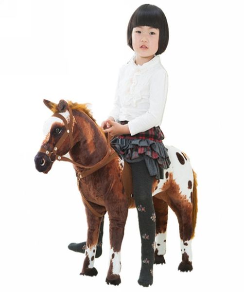 Dorimytrader 82 cm x 62 cm riesiges weiches Plüsch-Simulationstier Kriegspferd Plüschtier lebensechtes Reitpferd Pferd Plüschtier Geschenk für Kind2785048