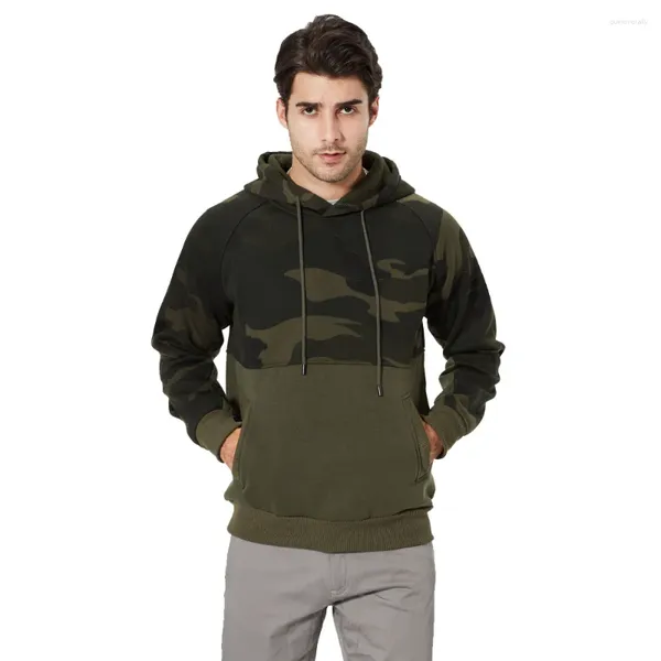 Erkek Hoodies Sıcak Sweater Kamuflaj Renk Eşleşen Pamuklu Çapalı Hoodie Case Palto Plus Velvet