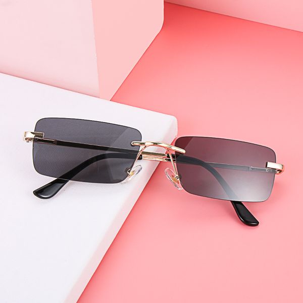 Женские солнцезащитные очки 2023, модные прямоугольные солнцезащитные очки без оправы, квадратные винтажные очки, дизайн унисекс, ретро-оправа с градиентом Glas Sun