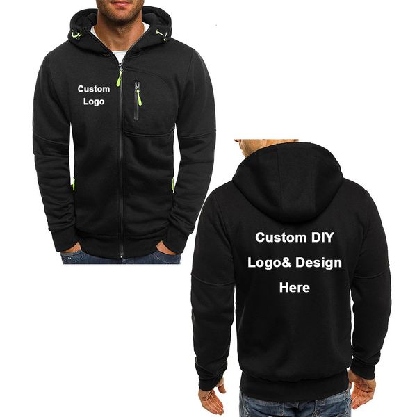 Personalizado diy homens zíper esportes hoodies moda legal zíper fino casaco primavera outono casual sportwear plus size 4xl 240103