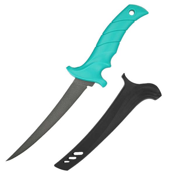 Coltello per filetto da pesca OEM / ODM di nuovo arrivo Maniglia antiscivolo in PP Coltelli per filetto di pesce in acciaio inossidabile con rivestimento nero