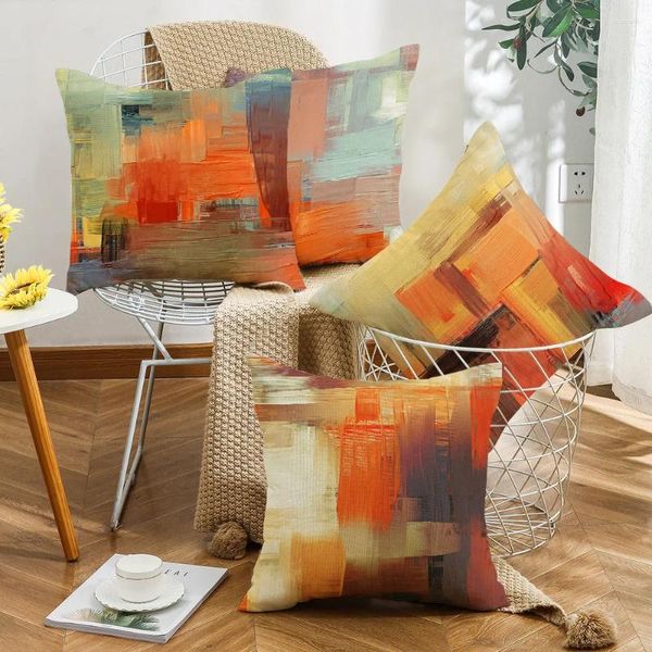 Kissen Orange Tie Dye Überwurfbezug Mehrfarbiges Leinenmaterial Home Sofa Wohnzimmer Schlafzimmer Nordischer Stil Dekorativ