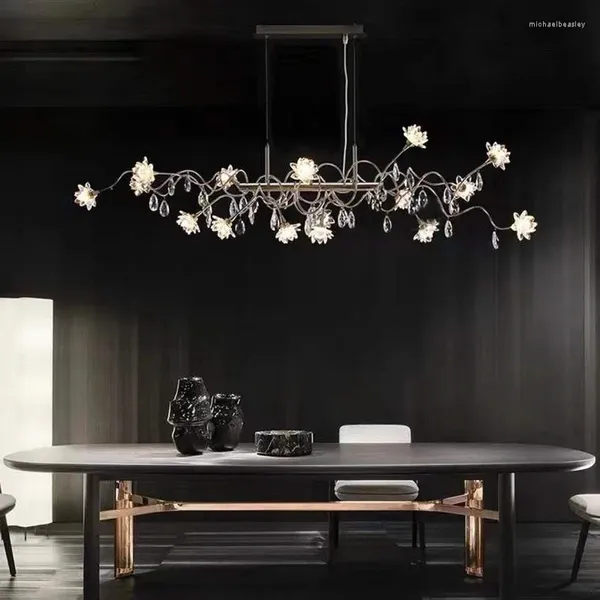 Lampadari Lampadario a LED Ristorante Soggiorno Lampadario moderno in cristallo nordico Supporto G4 di lusso per interni