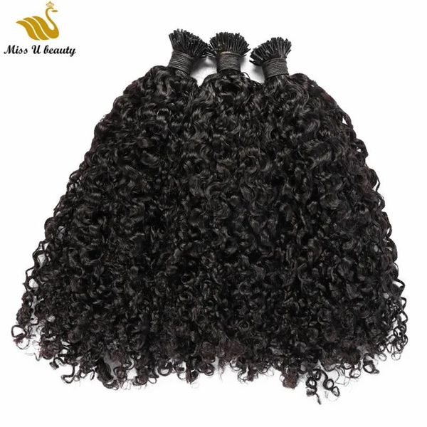 Extensions Natural Black Color I Tip Haarverlängerungen Curly Wave Prebonded Afro Curl RemyHair