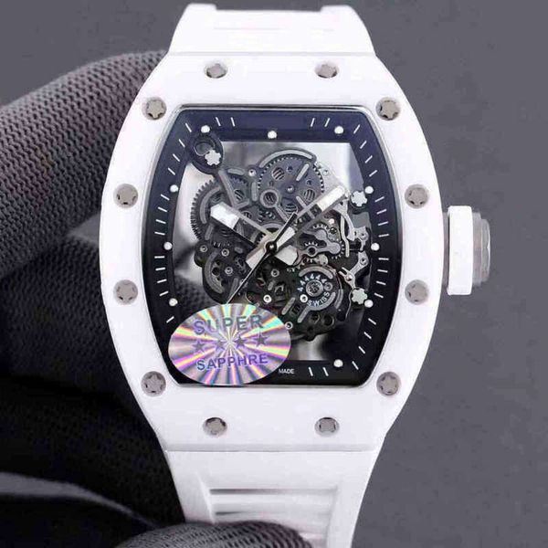 Superclones Richar Millers Mens Rakish Mechanical cool Armbanduhren TV Factory rm055 Herren Mechanics Business Leisure Multifunktionales weißes Keramikband Herren WMDL