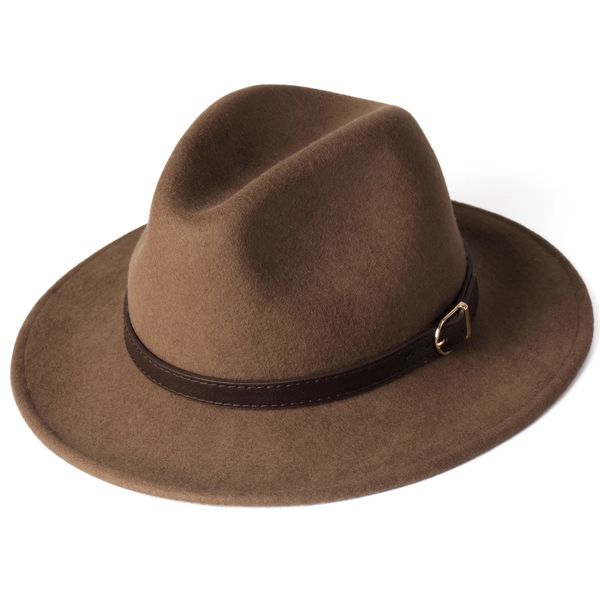 FURTALK 100% Chapéu Fedora de Lã Austrália Mulheres Homens Senhoras Fedoras Aba Larga Jazz Feltro Vintage Balde Panamá Inverno Cap 240102