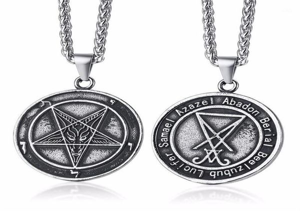 Joias satânicas de estilo sortido Lúcifer Pentagrama Baphomet Amuleto Cabra Satanás Wiccan Satanismo Colar com pingente de aço inoxidável 28231847020