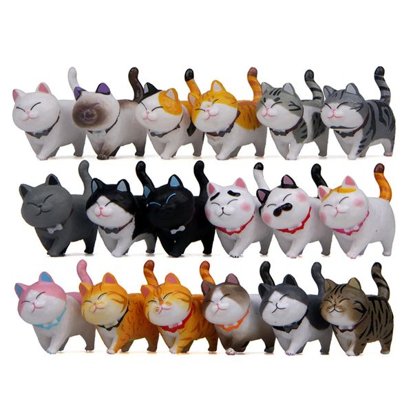 18 Teile/satz Nette Katze Ornamente Kawaii Glocke Kätzchen Fee Garten Figuren Zubehör Home Dekoration Desktop Modell Geburtstag Geschenke 240103