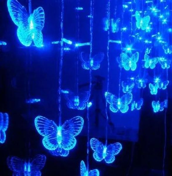 Cordas borboleta led luzes de cortina de corda para festival feriado casamento 3.5*0.6m 100leds guirlanda de natal