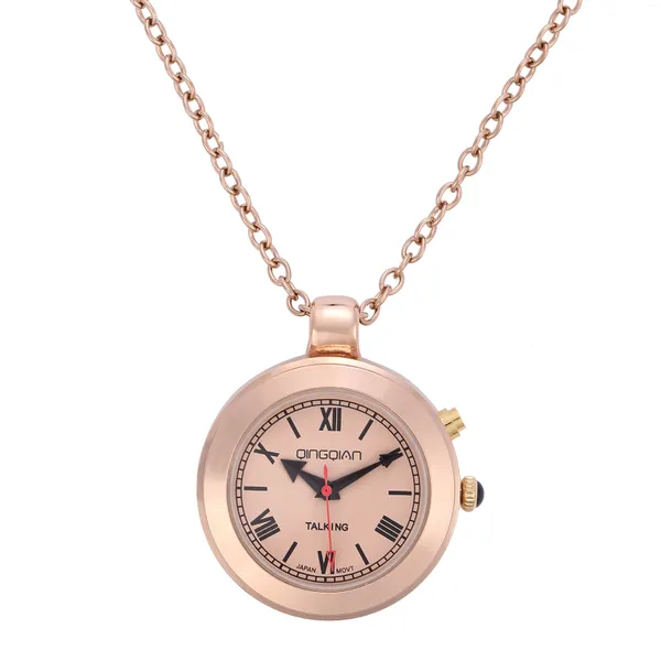 Карманные часы QINGQIAN Русские говорящие часы, подходящие для пожилых людей и людей с нарушениями зрения Розовое золото