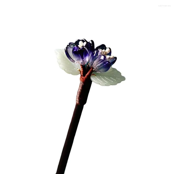 Haarspangen Retro chinesische Haarnadel mit hypoallergenen Holzblumen Essstäbchen für Cheongsam Han Kleidung Kleid