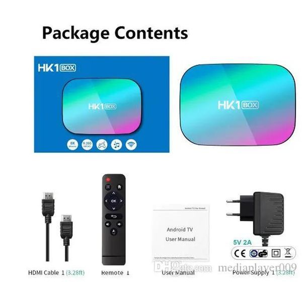 Caixa HK1 Box AmLogic S905X3 Adesivo de TV inteligente Android 9.0 LAN BT4.0 2.4G5G WiFi YouTube Nef1x Media Player vs X96 Air