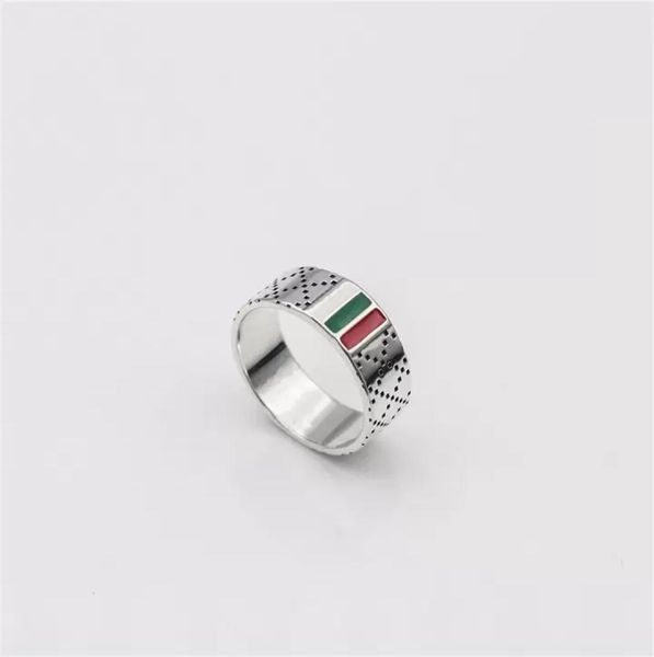 gioielli La nuova personalità dell'anello di moda semplice tailandese argento diamante a quadretti doppio rosso verde smalto coppia di gioielli9813241