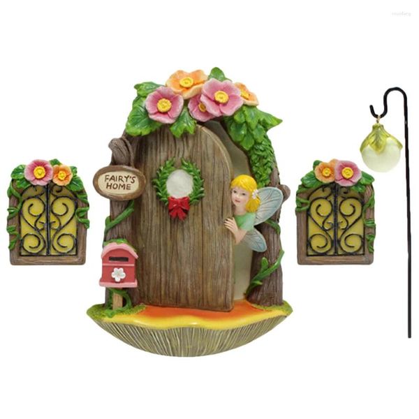 Decorações de jardim luminosa porta e janela pingentes pequena fada mini resina artesanato modelo decoração ornamento de natal