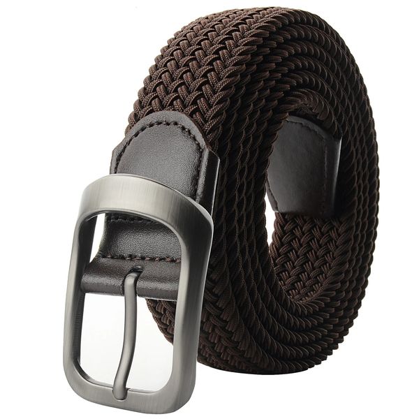 Drizzte Plus Size 100190cm 63 67 7175 Cintura elastica elastica intrecciata lunga nera Fibbia in metallo da uomo per uomo grande e alto 240103