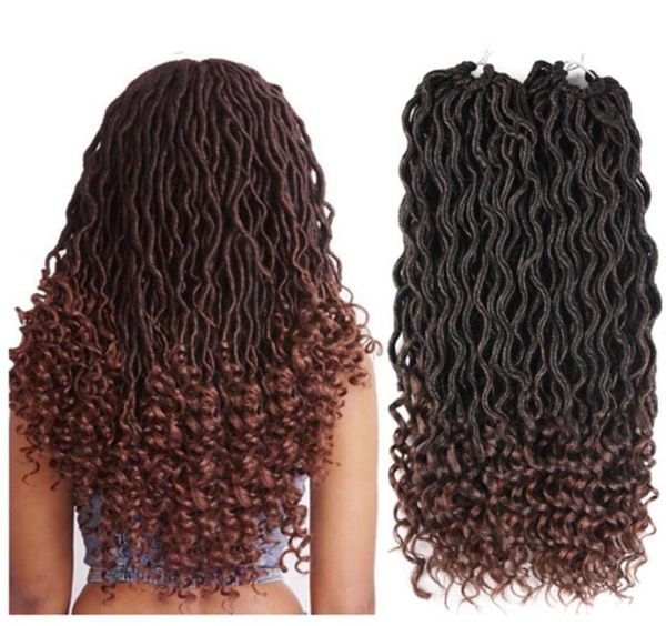 Bohemian Curly Crochet Braids Faux Locs Hair 18 Zoll 24 Stränge Ombre Braiding Extensions Synthetic Dreadlocks Hair5465688