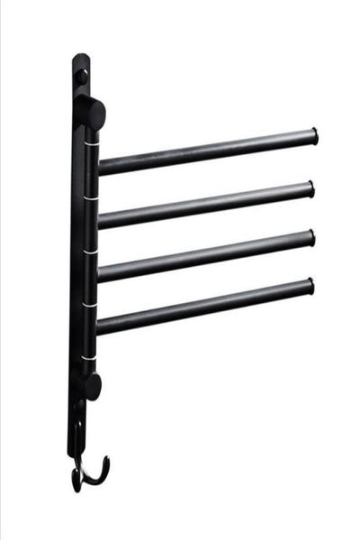 Aço inoxidável acabamento preto barra de toalha balanço braço dobrável suporte gancho giratório dobrável barra de toalha de banho móvel t2009168256996