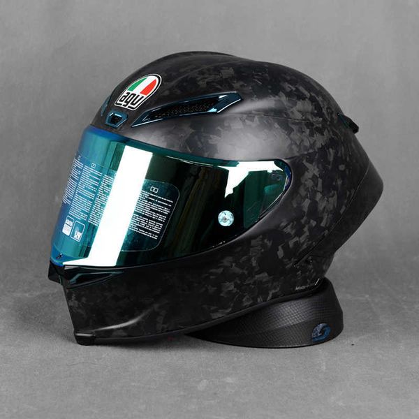 Caschi Moto AGV Moto Design Moto Sicurezza Comfort Agv Pista Gp Rr Ice Blue Chameleon Red Trail Casco Integrale in Fibra di Carbonio Nero Opaco Brillante W7H4