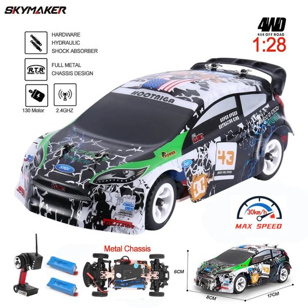 WLtoys K989 Rc Racing Drift Car 1 28 4WD Drive OffRoad 24G High Speed 30KmH Alloy RC 128 Rally Vehicle Toys 240103