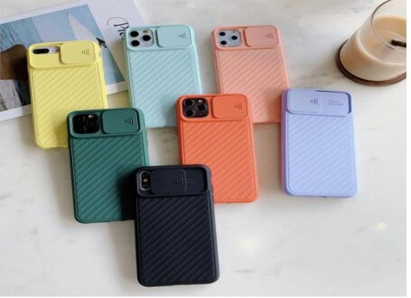 Slide Kamera Objektiv Schutz Telefon Fall Für iPhone 11 Weiche Silikon Abdeckung Für iPhone 11Pro Max X XR XS 6 7 8Plus Matte Zurück Cover7956832