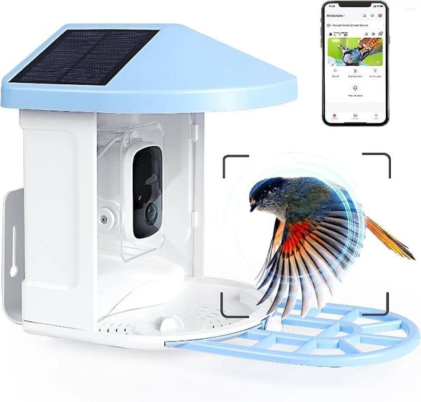 Outros suprimentos de pássaros Câmera de vídeo alimentadora com painel solar WiFi Bateria sem fio Alimentadores de câmera ao ar livre Casa AI Smart Identifique Especifica