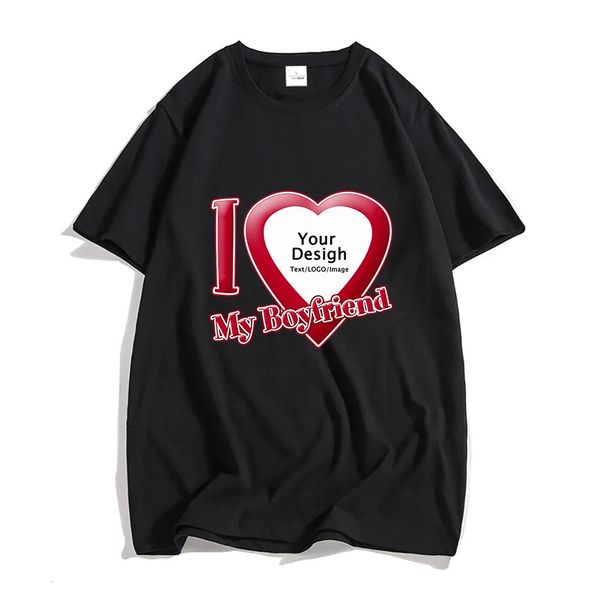 Футболка «сделай сам, я люблю своего парня, подругу», футболка из 100% хлопка с коротким рукавом, футболка на заказ, оптовая продажа, мужская/женская футболка 240102