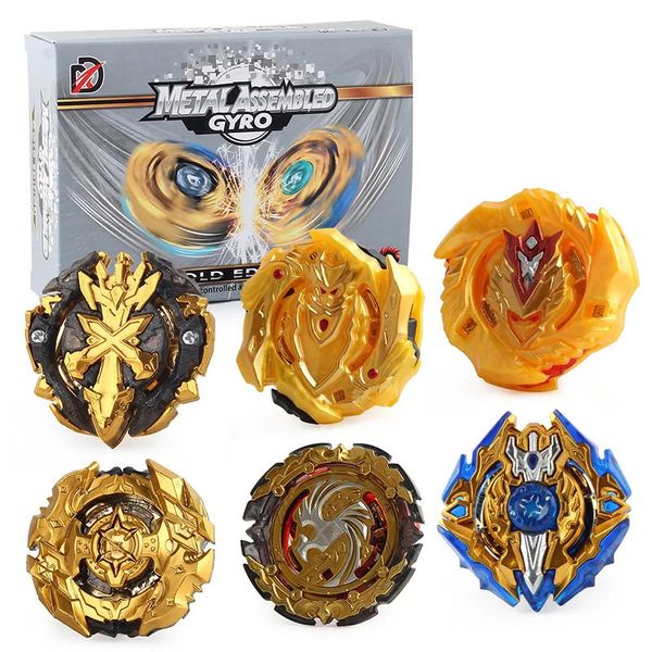 Beyblade Burst Gyro Set Limited Gold Edition 6 TopDue set di lanciatori di righelli bidirezionali Top in legaBeyblade Launcher 240104