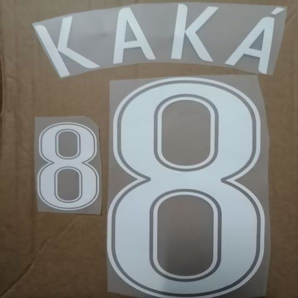 2006 KAKA NAMESET Personalizar qualquer número de nome Impressão em ferro em emblema de remendo de futebol por transferência de calor