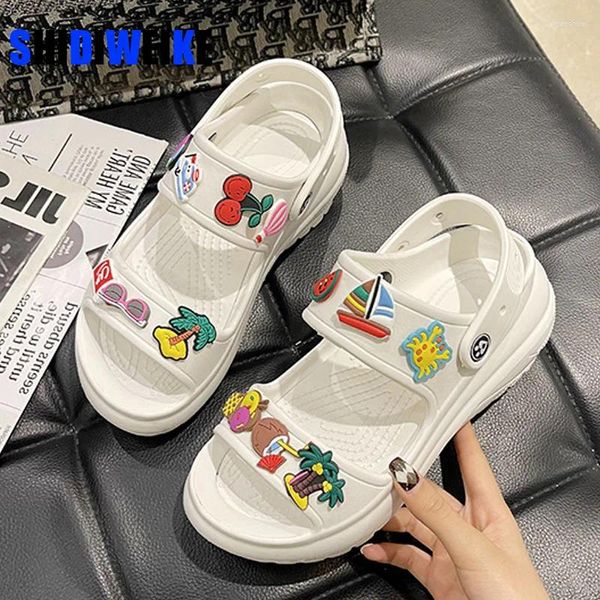 Sandali Pantofole da donna Adesivi cartoni animati Casual Bianco Bellissimo giardino Sport Scarpe da donna AD1462