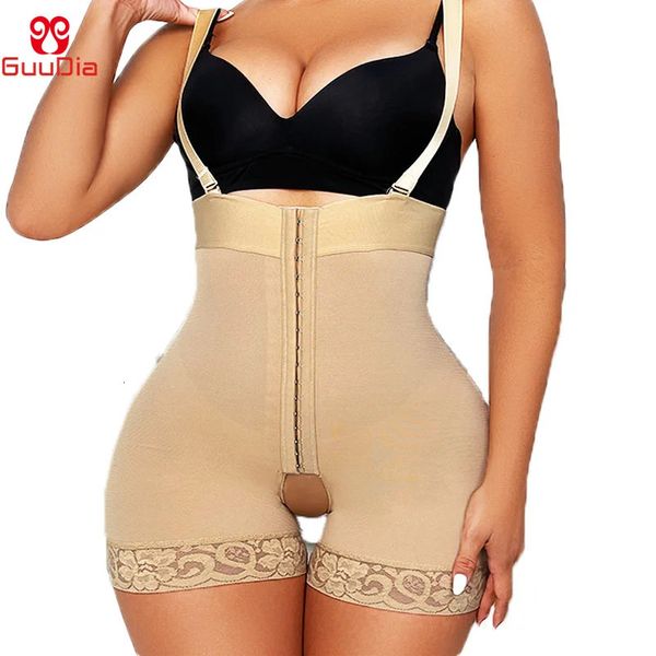 Guudia busto aberto bodysuits barriga controle calcinha com alças removíveis cintura alta shaper calcinha aberta virilha feminino shapewear 240104