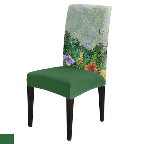 Coprisedile per sedia con fiore tropicale Monstera Hummingbird, coprisedile elasticizzato in spandex per casa, decorazione per ufficio, set di sedie da scrivania 240104