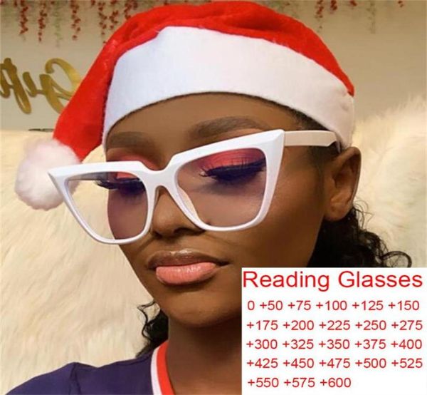Sonnenbrille Übergroße weiße Katzenauge-Lesebrille Frauen für Hyperopie Vision Transparente klare Linse Presbyopie Oculos de Grau4040889