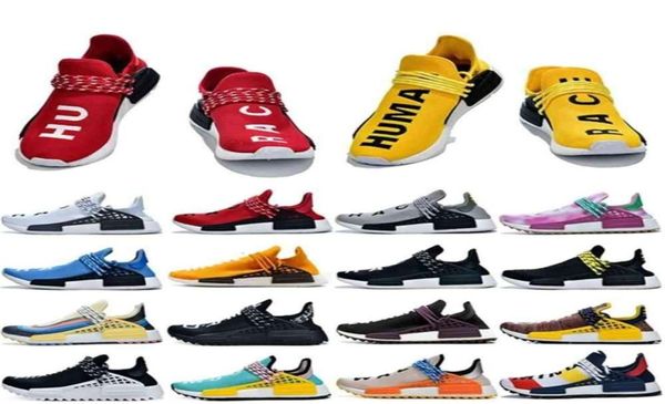 Desconto Pharrell Williams Sapatos de Corrida Humana Mulheres Mens Running Shoes Vermelho Amarelo Igualdade Nerd Preto Raças Humanas Formadores Sport233y3647673