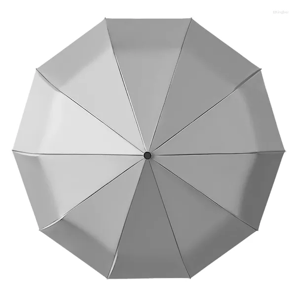 Parapluies Gris Entièrement Automatique Coupe-Vent Grand Renforcé Pliant Ensoleillé Et Pluvieux À Double Usage Parapluie Minimaliste Pour Hommes Femmes