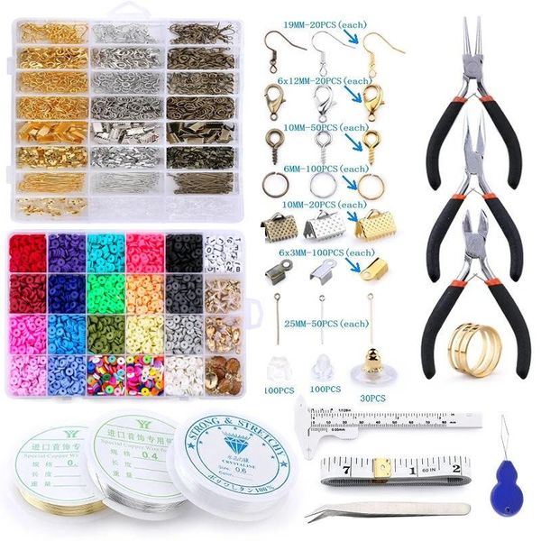 Set di risultati di gioielli per braccialetti Set di strumenti per saltare aperti in filo di rame Anelli fai-da-te Orecchini per collane Gancio per braccialetti di perline Kit di forniture per creazione di gioielli