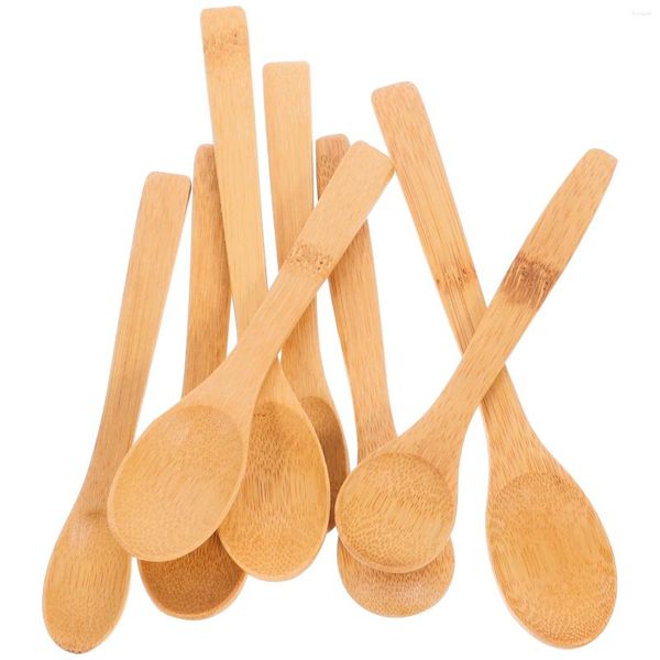 Colheres 8pcs crianças colher de bolo de bambu pequena sobremesa de mel servindo colheres