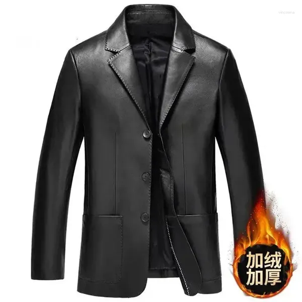 Ternos masculinos outono inverno casual jaquetas masculinas marca jaqueta de couro do plutônio roupas sólidas macio motocicleta outerwear