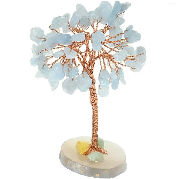 Flores decorativas pedras preciosas fio árvore ornamentos de cristal escritório decorações de natal para o trabalho
