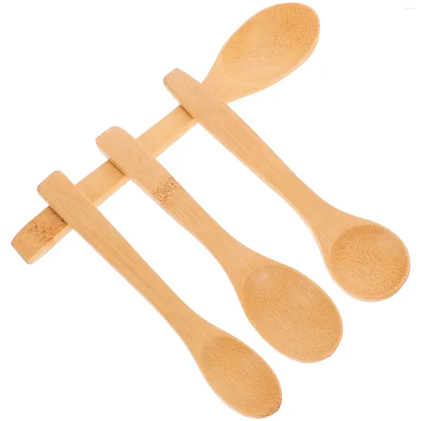 Colheres 8pcs pequeno bolo de bambu sobremesa colher de sopa servindo para crianças