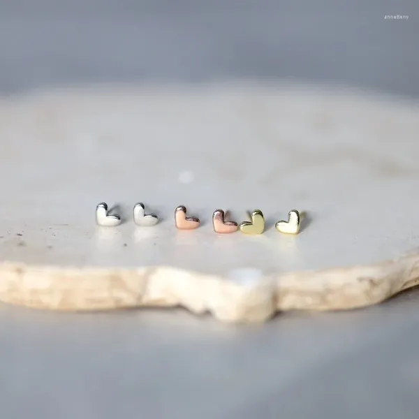 Brincos de prata esterlina coração simples pequenos delicados minúsculos pregos mínimos joias presentes para mulheres meninas