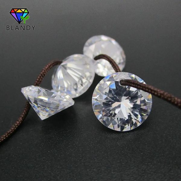 Pulseira 4.0 ~ 8.0mm 5a pedras soltas de zircônia cúbica 5mm 6mm redonda corte brilhante pedra Cz gemas sintéticas com furo único para joias diy