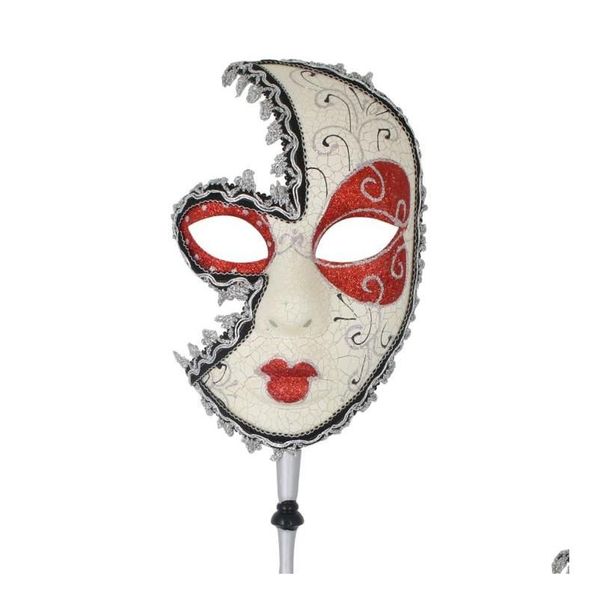 Máscaras de festa Cmiracle Handheld Venetian Masquerade Máscara Halloween Carnaval Mask2717743 Drop Delivery Home Garden Festivo Suprimentos Dh1TF