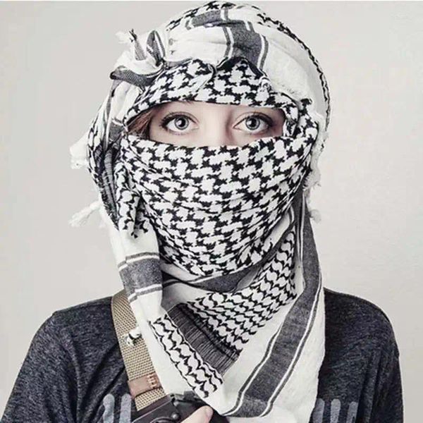 Eşarplar dört taraflı saçaklı moda büyük Arap Shemagh başörtüsü Müslüman Headcover Şal Keffiyeh Arap Eşarp Bandana Bonnet Hicab